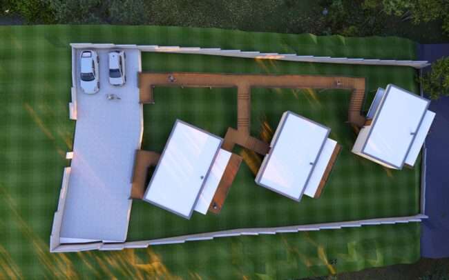 Cabañas del Bosque en O Rosal. Apartamentos Turísticos. Nam Arquitectos.